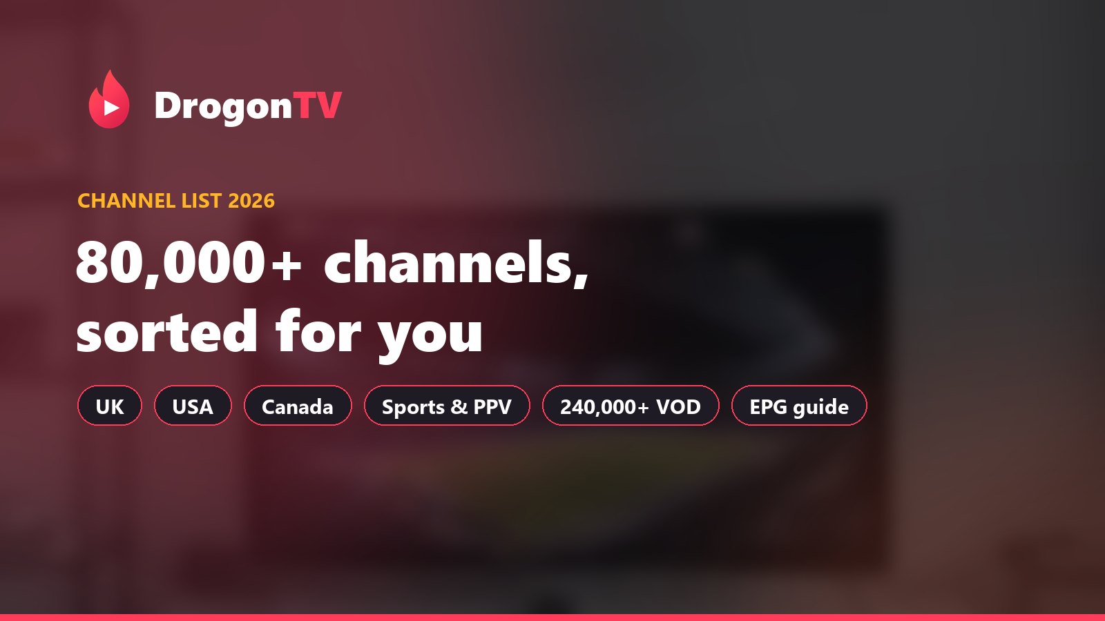 DrogonTV channel list 2026 grouped for the UK, USA and Canada